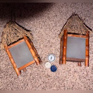 Rustic Bamboo and Straw Candle Holders